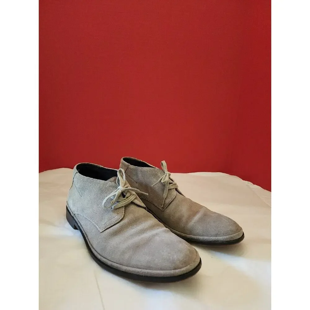 Men's John Varvatos USA Beige Leather Suede Lace Up Dress Ankle Chukka Boots 8 M